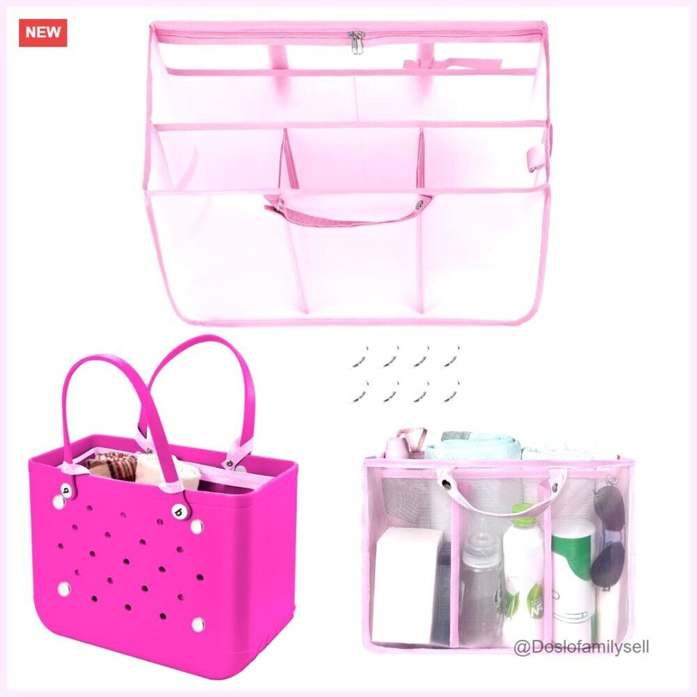 Mesh Beach Bag Organizer Insert with 7 Compartments, Lightweight